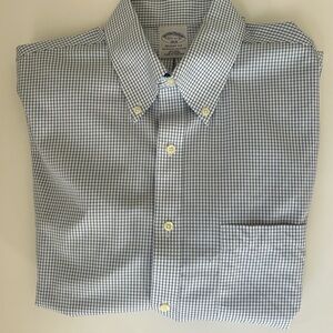 Brooks Brothers White and Blue Check Dress Shirt